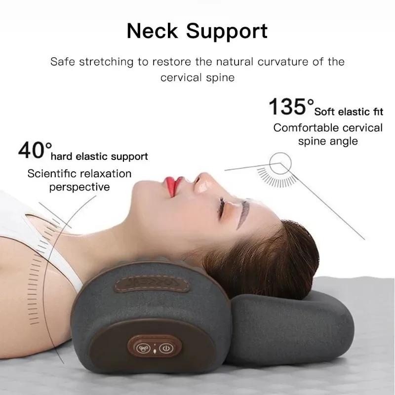 New Electric Neck Massager Pillow Cervical Heating Vibration Massage with Hot Compress Traction for Neck Shoulder Back