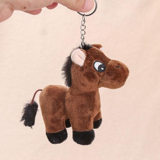 Cute Cartoon Plush Horse Doll Keychain Miniature Stuffed Animal Keyring Bag