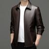 Spring and Autumn Men's Business Casual Haining Leather Lapel High-End Korean Style Versatile Fashion Leather Jacket Coat Men