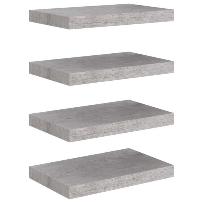 VidaXL Floating Wall Shelves 4 Pcs Concrete Grey 40x23x3.8 Cm MDF
