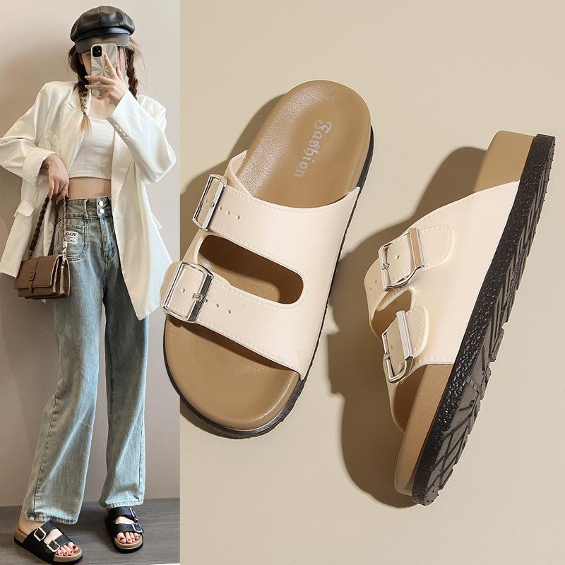 Adjustable Thick-soled Sandals for Women French Style Outdoor Spring and Summer Fashion Soft-soled Beach Shoes Seaside Sandals