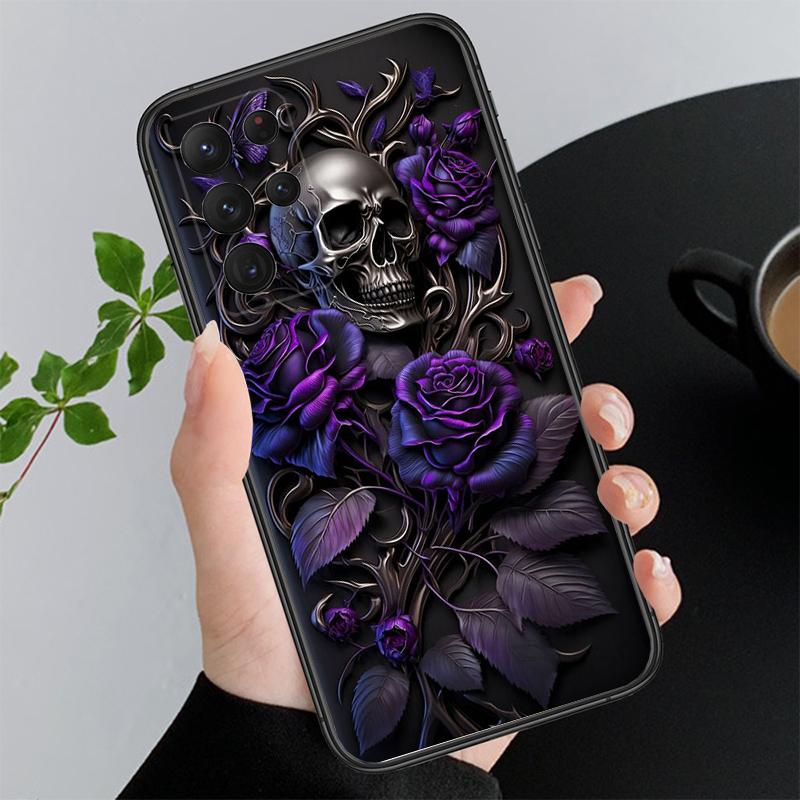 Skull Flower Art Phone Case For Samsung A35 A55 A54 A15 A25 A05s A05 A22 A24 A52 A33 A34 M34 M14 M54 M23