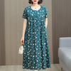 Plus Size Women's Elegant Dresses Loose Short Sleeve Print Summer Dress Female Vintage Clothes