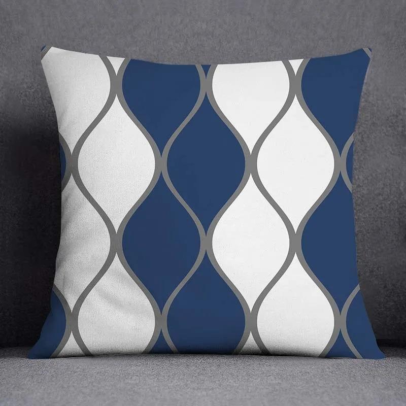 Blue Striped Plaid Pillowcase Office Living Room Home Pillowcase Car Ornaments