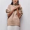 Women Autumn Winter Sweater Loose Half High Collar Pullover Long Sleeve Solid Color Knitted Tops