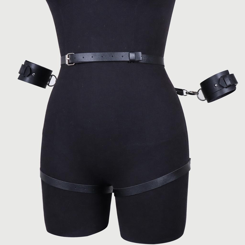 Women Sexy Thigh Garter Leather Lingerie Leg Harness Bdsm Bondage Lingerie Fetish Handcuffs Clothing Festival Rave Outfit Garter