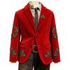 Men Corduroy Suit Coat Single-Breasted Suit Jacket Lapel Long Sleeve 3D Christmas Themed Print Slim Fit Suit Jacket Formal Stage Wear