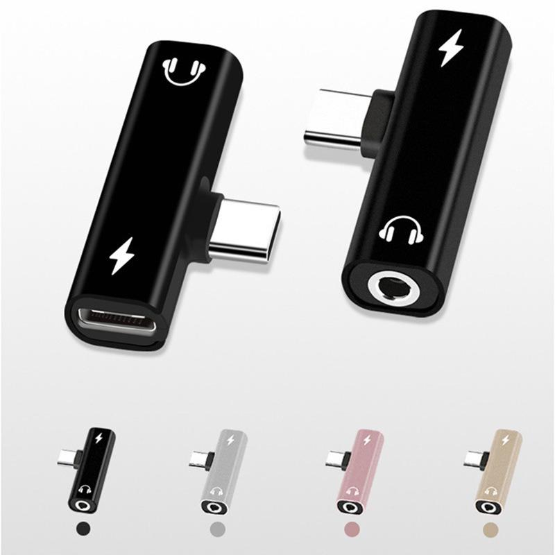 Type-c 2-in-1 Adapter 3.5mm Headphone Audio Adapter T-shaped Charging Listening