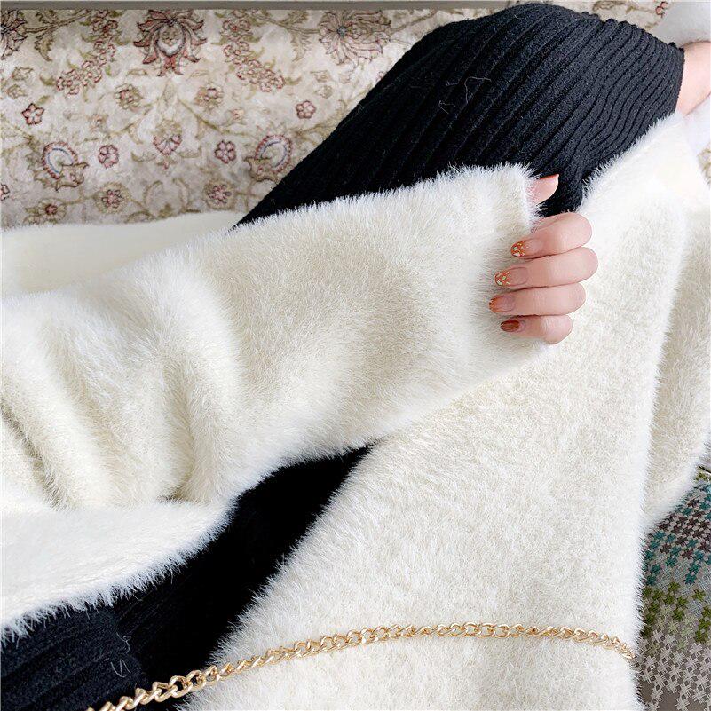 Women Solid Faux Fur Coat Lady Thick Outwear Winter Warm Long Coat Female Elegant Green Overcoat