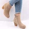 Women 'S Vintage Pumps Boots High Quality Printed Round Toe High Heels Zip Up Short Naked Casual Ankle Short Boots Shoes #40