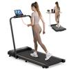 FT51 2-in-1 Foldable Walking Pad Treadmill Under Desk LED Quiet Durable Electric Treadmill with Remote Control