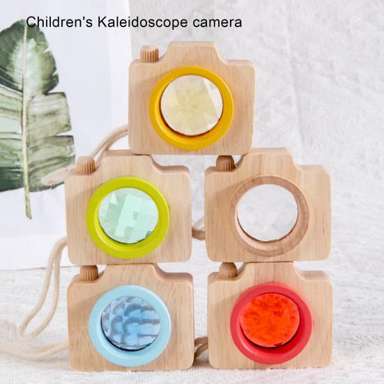 Useful with Hanging Rope Colors Cognition Exquisite Workmanship Parent-child Interactive Wooden  Camera Kaleidoscope Toy for Baby