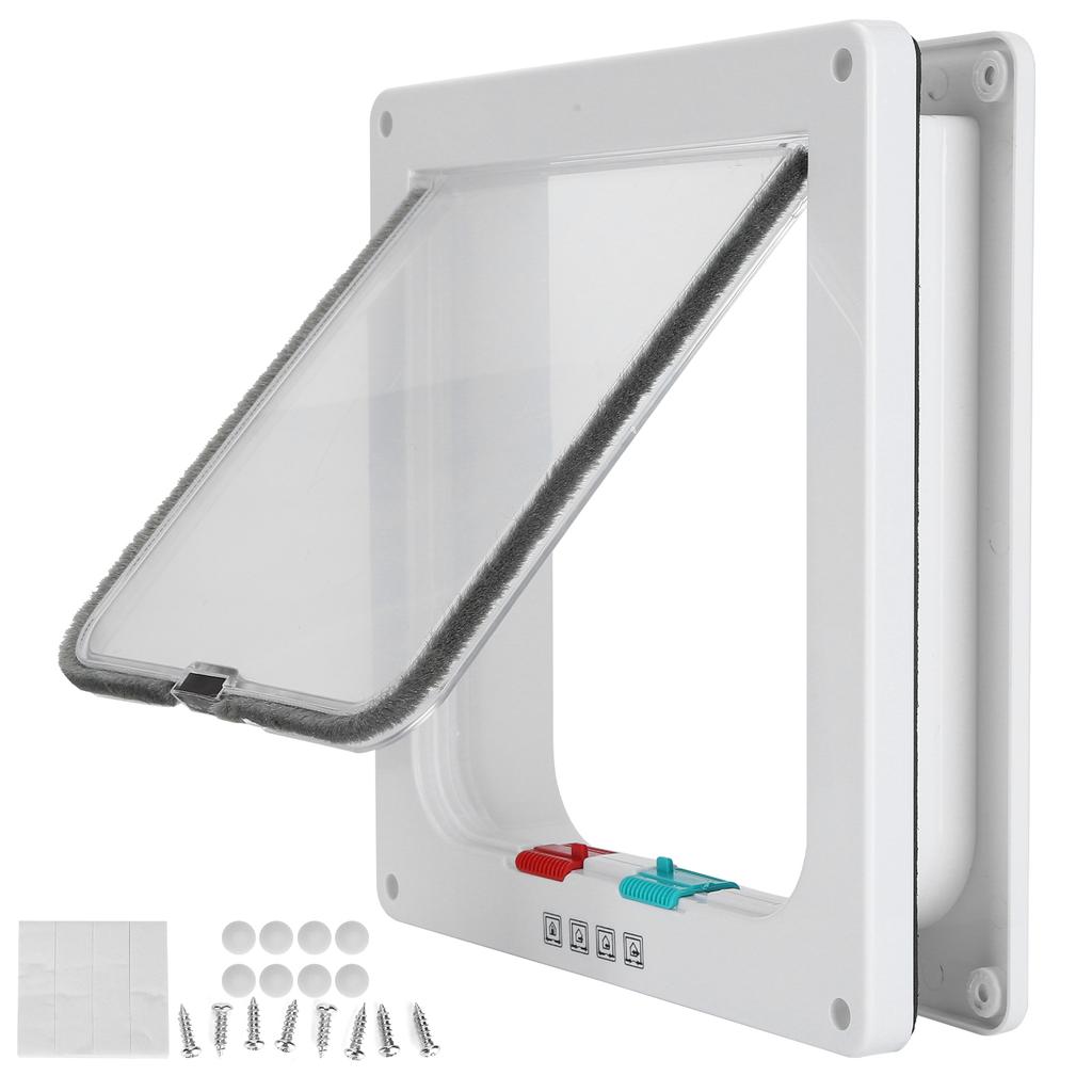 Cat Lock Security Flap Door Cat Flip Door Plastic Small Pet Gate Household Pet SuppliesWhite M