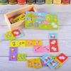Wooden Animal Domino Puzzle Toy Education Blocks Wooden Domino Building Blocks Set Kids   Tollder
