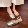 Retro Silver Bag Head Sandals Women's 2025 New Summer Thick Heel Side Empty Thick Heel Empty High Heels