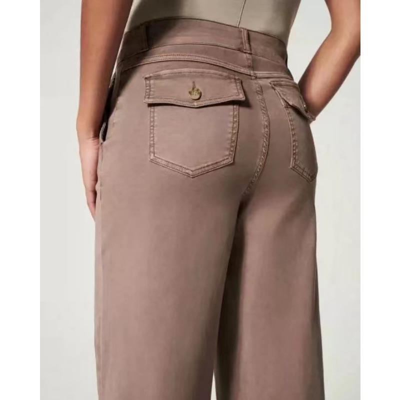 New Fashion Micro-flared Plus Size Women Pants 2024 Elegant New Casual Crop Pants for Women Solid Color Loose Trousers 1149