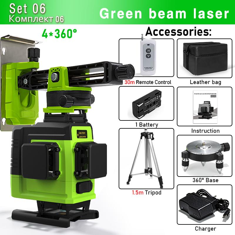 CLUBIONA IE16 Powerful Laser Green Lines Auto Vertical & Horizontal Floor and Ceiling Remote Control Laser Level With Li-ion Battery