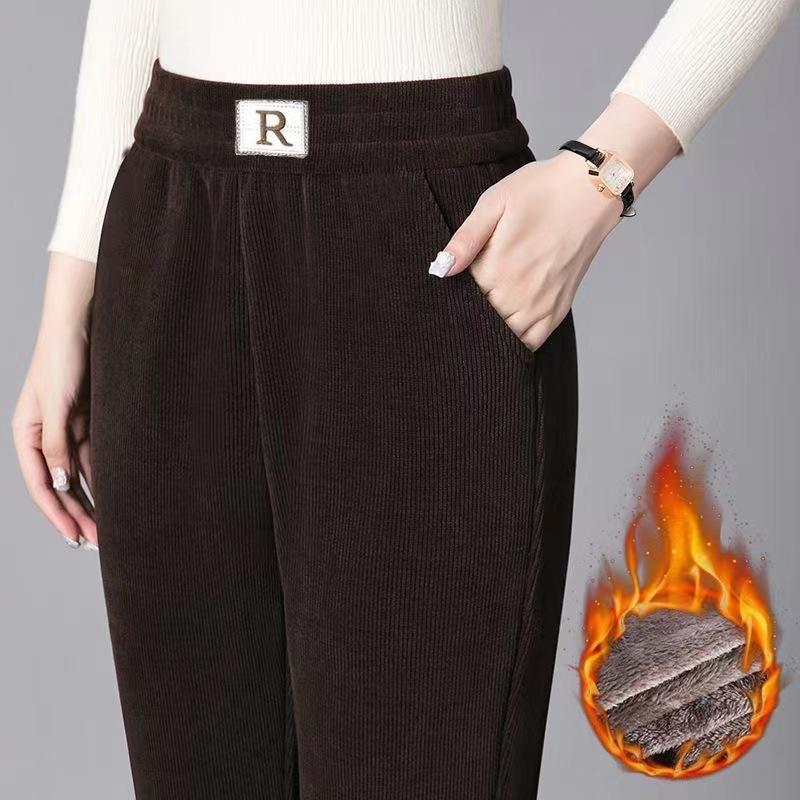 Thickened Chenille Pants Women's High Waist Casual Pants Plus Size Women's Pants Straight Pants Harem Pants Fleece-linedstraight Pants