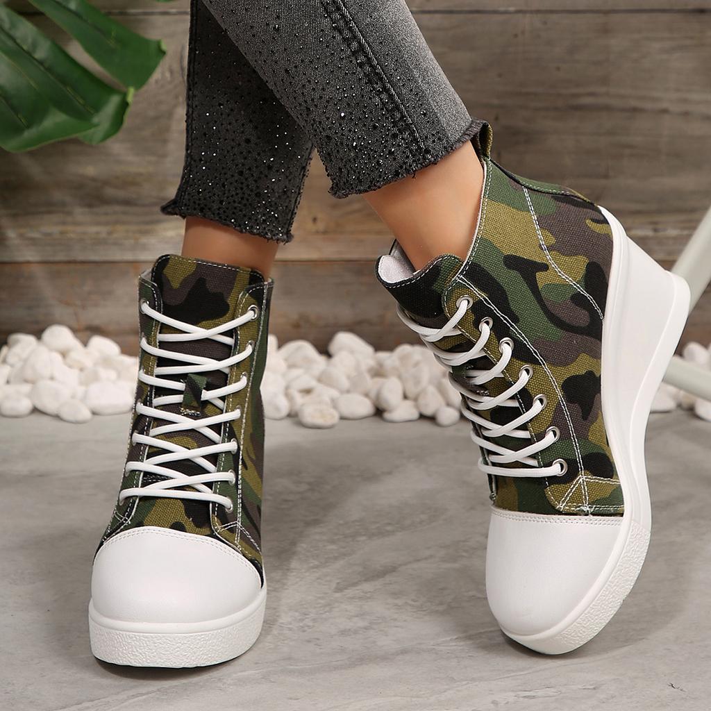 Women Sneakers Hidden Wedge Invisible Heel Canvas Shoes for Women Increased Breathable Platform Sneakers Women De Mujer
