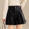 Женские кожаные шорты А-силуэта с высокой посадкой, Осень/Зима 2024