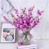 Artificial Orchids 3 Fork Realistic Colorful Fake Flower Wedding Home Office Table Centerpiece Faux Floral Branch Flower Arrangement Decoration