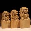 Wood Carving Decor Ornaments Chinese Lion King Figurines Lion Statue Table Decor Art Crafts Handmade Home Lucky Mascot