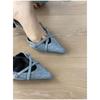 One-word Buckle with Bag Head Fashion Women's Sandals Summer Pointed Thin Heel Denim High Heels 2025 New Niche Temperament