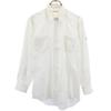 Stripe Long Sleeve Shirt White System Logo Embroidery Men's Used