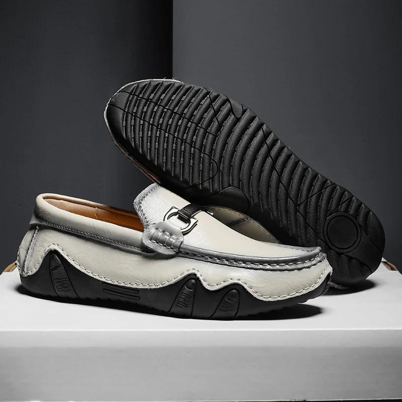 Casual Handmade Leather Shoes Summer Man Sneakers Fashion Loafers Men's Shoes Business Casual Shoes Size 38-46 Zapatos Hombre