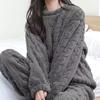 Autumn Women Solid Warm 2 Piece Sets Thicken  Velvet Ribbed Fleece Set Pullover and Pants Women Casual Pajama Sets