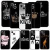Luxury Phone Case For iPhone 11 12 13 15 14 Pro Max X XR XS 7 8 Plus SE 2020 Black Soft Cover Funda King Queen Lovers Couple