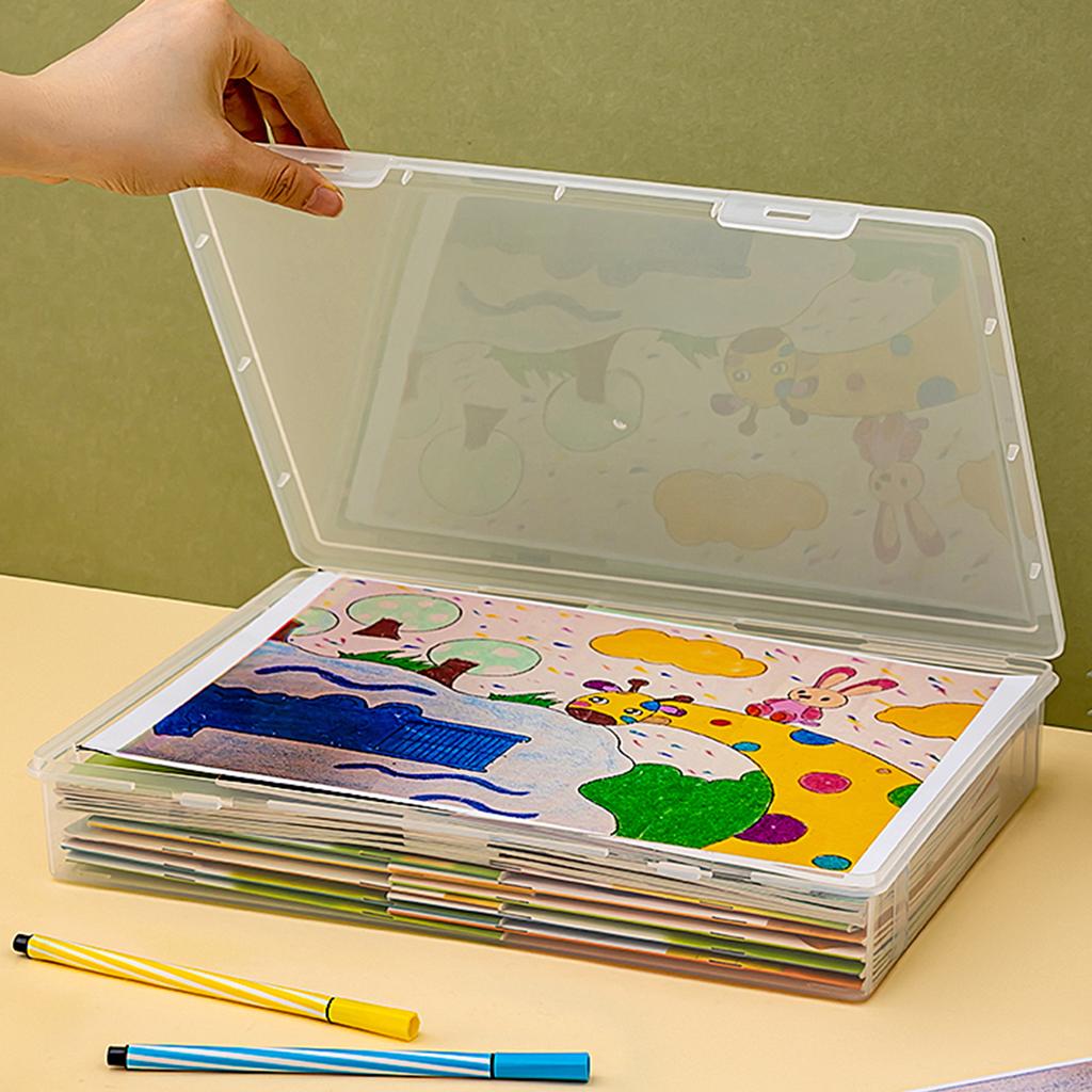 Plastic Storage Box For Office Supplies Large Capacity Transparent A4 Paper Storage Case Desktop Storage Organization