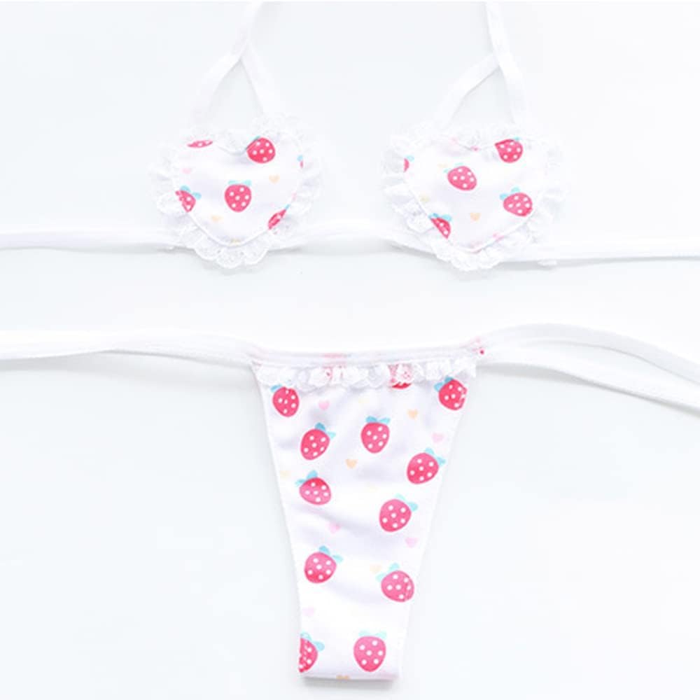 Micro Bikini Extra Small Bikini Cosplay Doll Lolita Extreme Adjustable String Panties Mini Bra Micro Bikini Costume for Dolls [MNWMNW] Heart-shaped