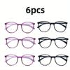 6pcs Round Frame Fashionable Decorativereading Glasses Anti Blue Light Reading Glasses Unisex