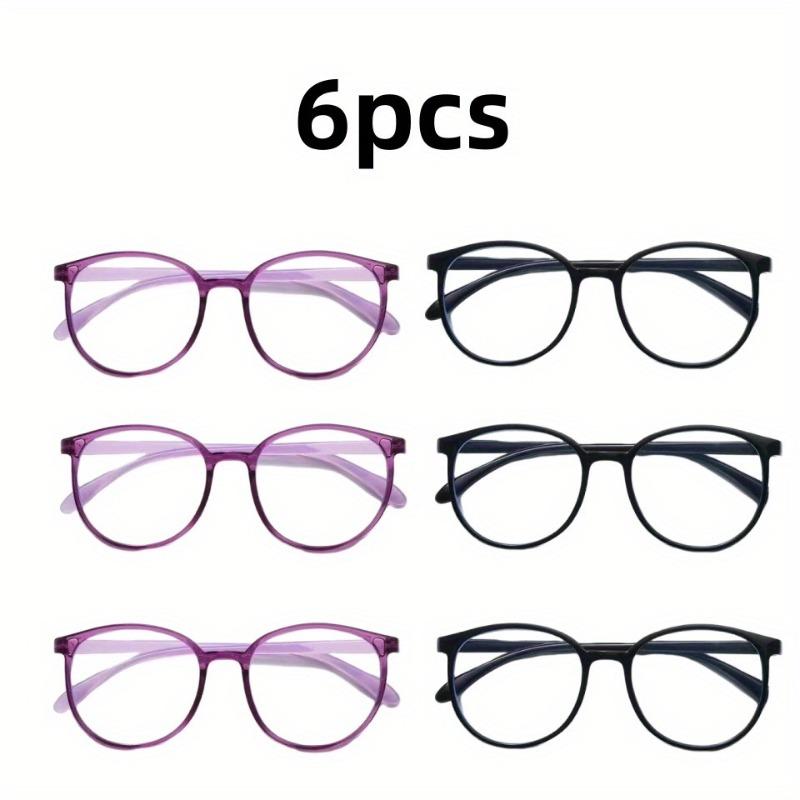 6pcs Round Frame Fashionable Decorativereading Glasses Anti Blue Light Reading Glasses Unisex
