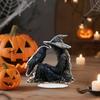 Halloween Crow Witch Acrylic Ornament 2D Spooky Raven Witch Table Sign with Base Home Office Bookshelf Desktop Decoration
