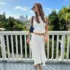 Y2K White Casual 2 Piece-Set Long Skirt Women Hollow Out Patchwork Sexy Cropped Tank Top and Maxi Skirt Sets Female Outfits