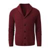 Men's Shawl V-neck Cardigan Sweater with Knitted Buttons and Wool Sweater