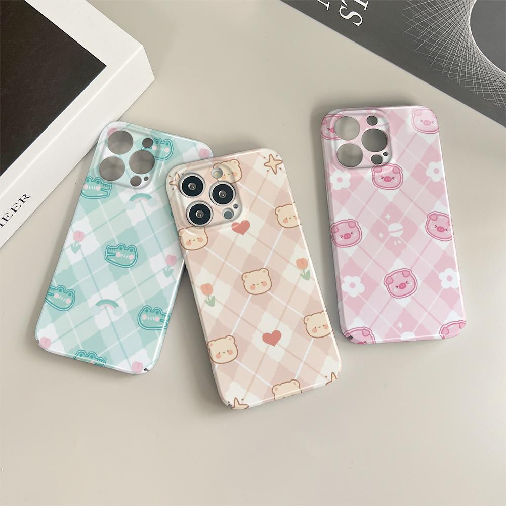 For iPhone 16 15 14 Samsung S23 A52 A33 A73 A53 Huawei Xiaomi Redmi OPPO Vivo Cute Bear Pig Dog Dinosaur Design Full Camera Protect Hard Phone Case