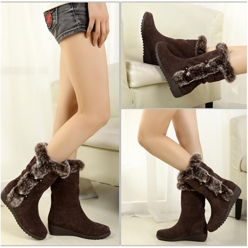 Large Size Women's Cotton Boots 2023 Winter New Plush Warm Snow Boots Women's Casual Mid-calf Boots