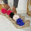 Fashion Flower Decor Wedge Sandals Women 2025 Summer Chunky Platform Beach Slippers Woman Plus Size Fashion Thick Bottom Sandalias Mujer
