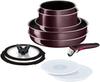 Набор из кастрюль и сковородок Tefal со съемными ручками для газовой плиты, не содержащими токсичных веществ, таких как Neo Vintage Bordeaux Brown L43992, набор из 10 предметов,