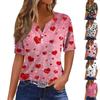 Women's T Shirt Tee Print Button Short Sleeve Daily Weekend Fashion Basic V- Neck Regular Top
