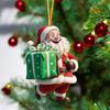 2/7Pcs Christmas Santa Claus Hanging Decoration Holiday Party Winter Xmas Tree 2D Flat Acrylic Cartoon Father Christmas Hanging Ornament