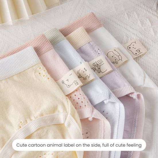 High School Student Panties Seamless Mid Waist High Elasticity Hollow Out Good Breathability Solid Color Slim Fit Thin