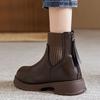British Style Thick Soled Sock Boots with Back Zipper Martin Boots, Women's Autumn and Winter New Style Stylish Chelsea Short Boots