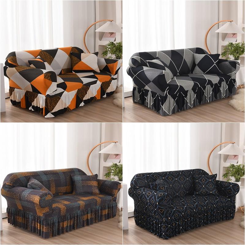 Geometric Sofa Cover Stretch Spandex Sofa Skirt Covers Non Slip Washable Armchair Couch Slipcover For Living Room