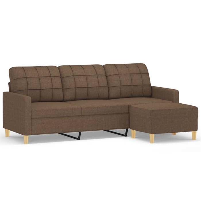 VidaXL 3-seater Sofa with Footrest Brown 180 Cm Fabric, Sofa, Sofa with Footrest, Three-seater Sofa, 3201004