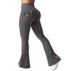 Women Yoga Pants Solid Color Slim Fit Flared Pants with Pockets Thin