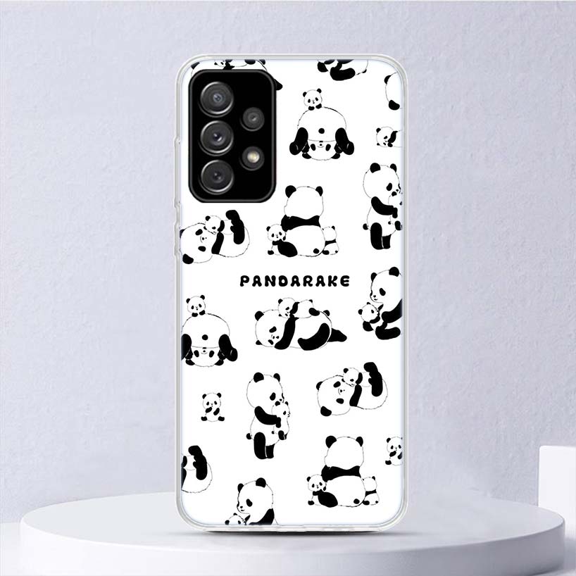 Cartoon Cute Panda Bear Soft Case For Samsung Galaxy A52 A53 A32 A22 A12 5G Phone Cover A33 A23 A13 A72 A73 A02S A03S A42 Coque